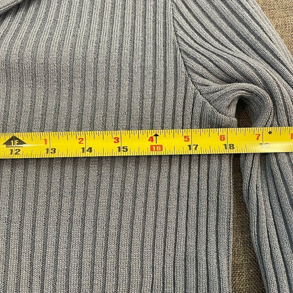 Blue Ribbed Women's Sweater - Picture 7 of 10
